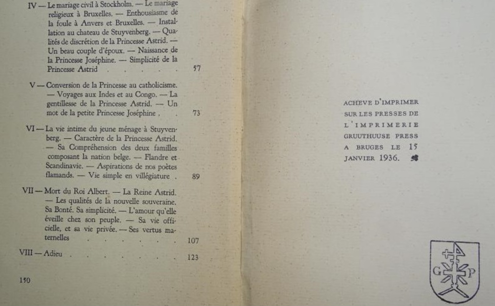 Astrid,reine Des Belges - Par J Conraedy - Préface Du Baron Firmin Van Denbosch 1936 - Historic