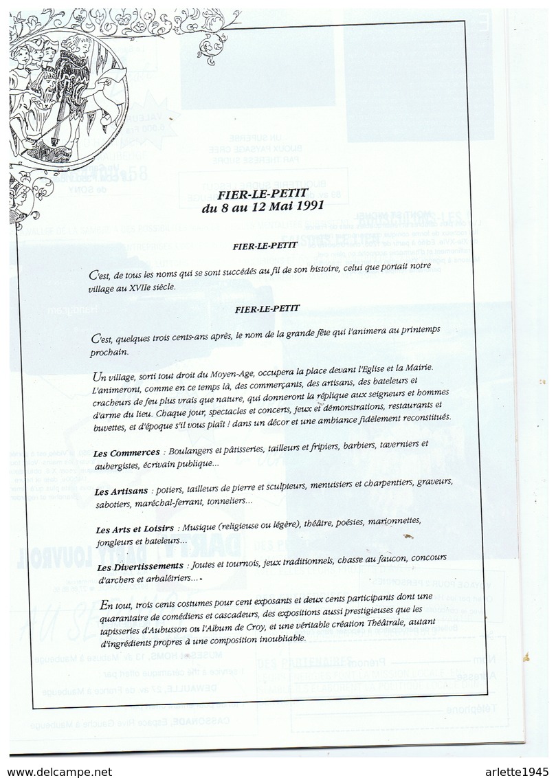 PROGRAMME à FERRIERE LA PETITE (NORD)   Du 8 AU 12 MAI 1991 - Picardie - Nord-Pas-de-Calais