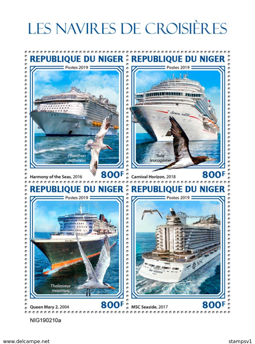 Niger.  2019  Cruise Ships. (0210a)  OFFICIAL ISSUE - Ships