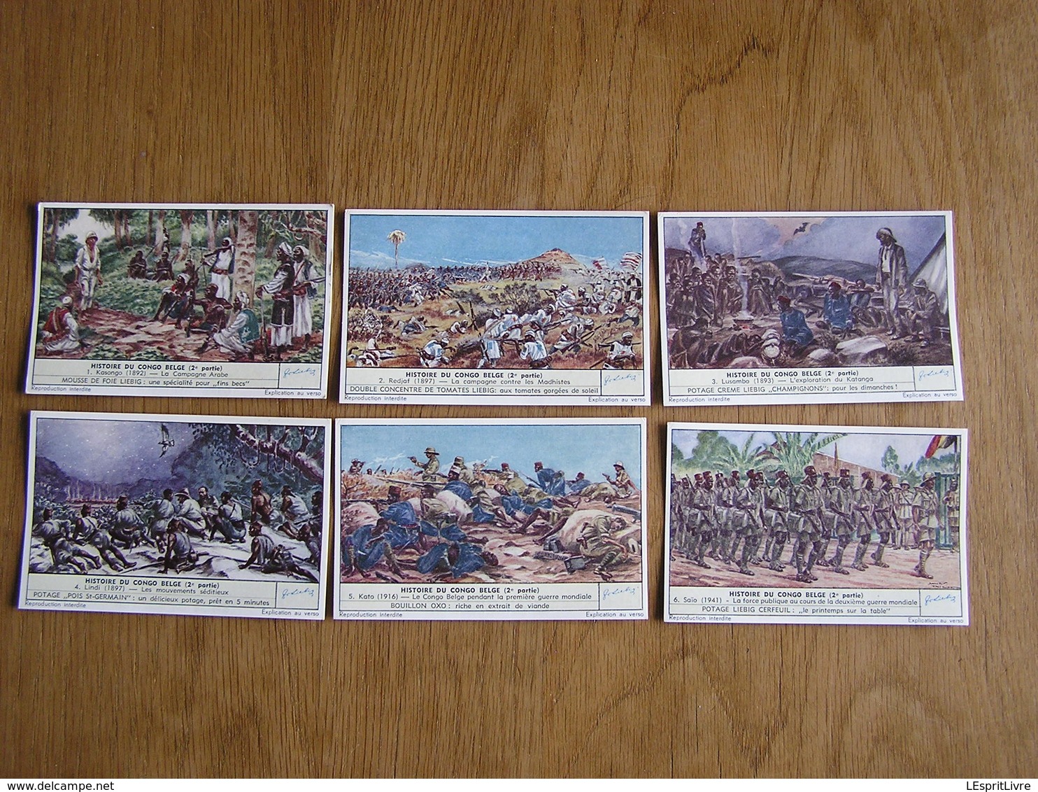 LIEBIG Histoire Du Congo Belge 2 ème Partie Afrique Belgique Colonie Série De 6 Chromos Trading Cards Chromo - Liebig