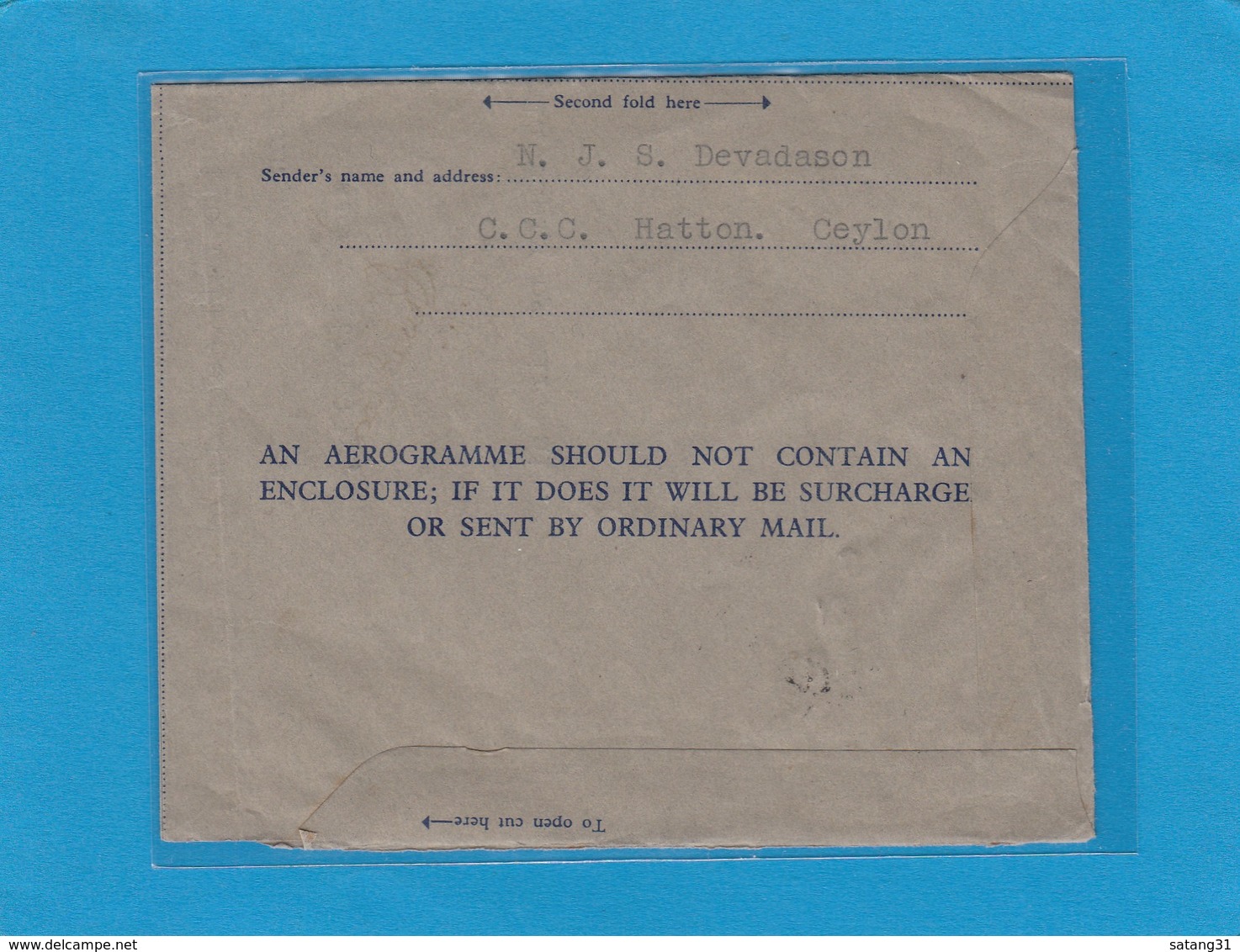 AIR LETTER,AEROGRAMME DE HUTTON POUR QUEBEC,CANADA. - Ceilán (...-1947)