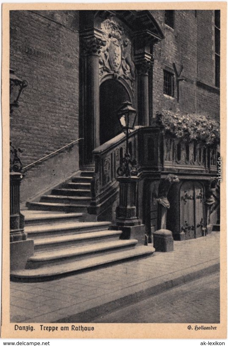 Postcard Danzig Gdańsk/Gduńsk Treppe Am Rathaus 1935  - Danzig