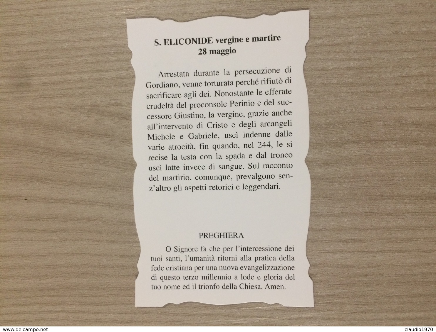 Santino S. Eliconide Vergine E Martire Della Serie Un Santo Per Ogni Giorno Dell’anno (28 Maggio) - Images Religieuses