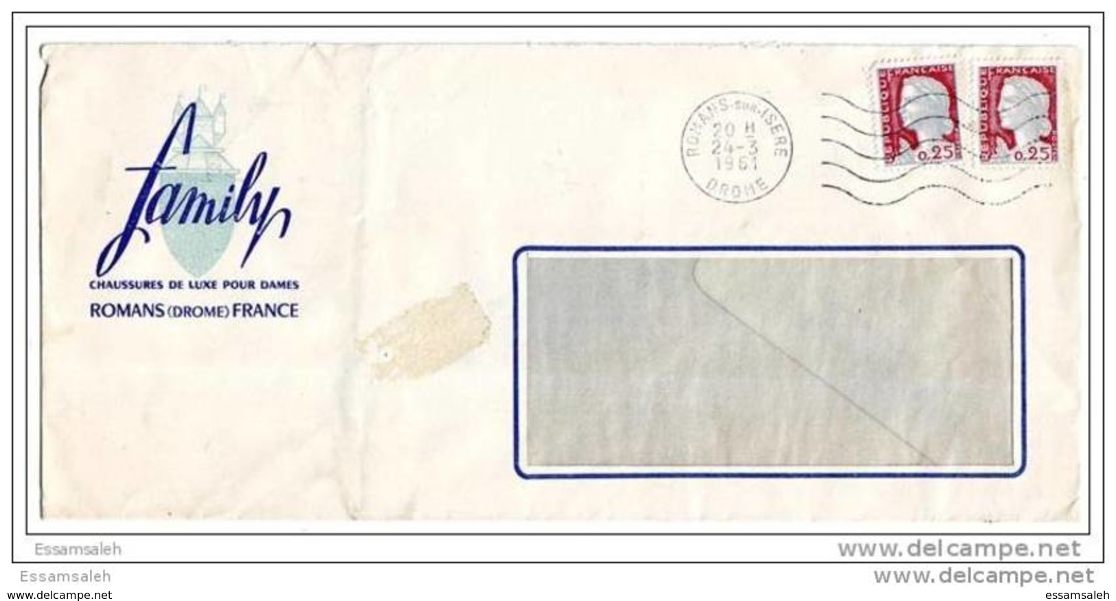 FRS14507 France 1961 P.T.P.O. "Romans Drome France"  Window Cover Addressed - Covers & Documents