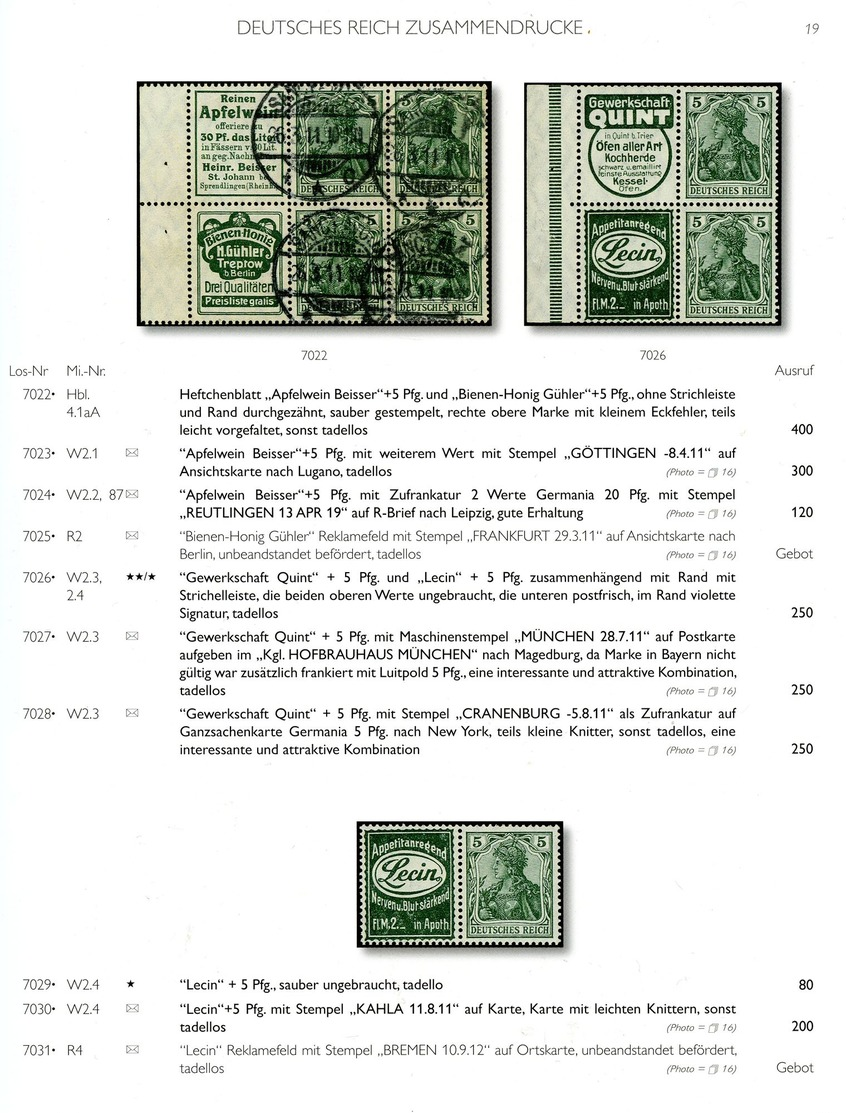 Markenheftchen Deutsches Reich - Die Sammlung Gerhard Korn  Luxuslatalog 364. Köhler 2017 - Markenheftchen