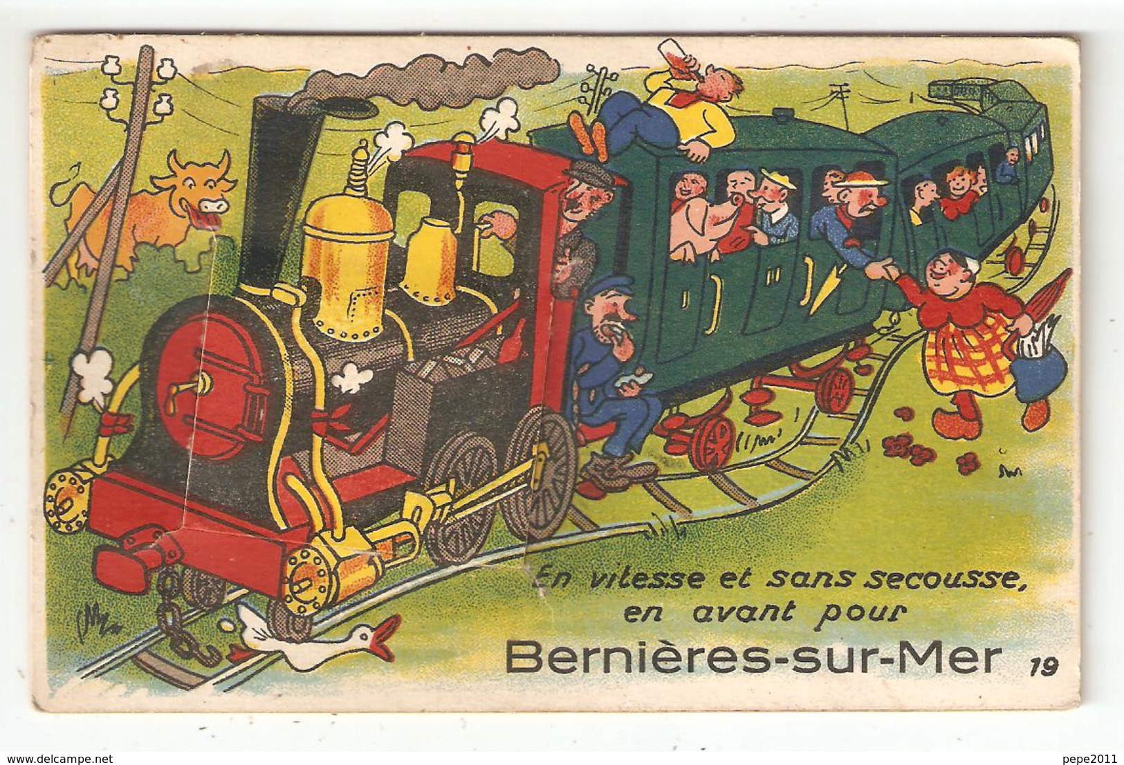 Jolie CPA SYSTEME 14 BERNIERES SUR MER " En Vitesse Et Sans Secousses, En Avant Pour ..." Train,  Locomotive - 10 Vues - Autres & Non Classés