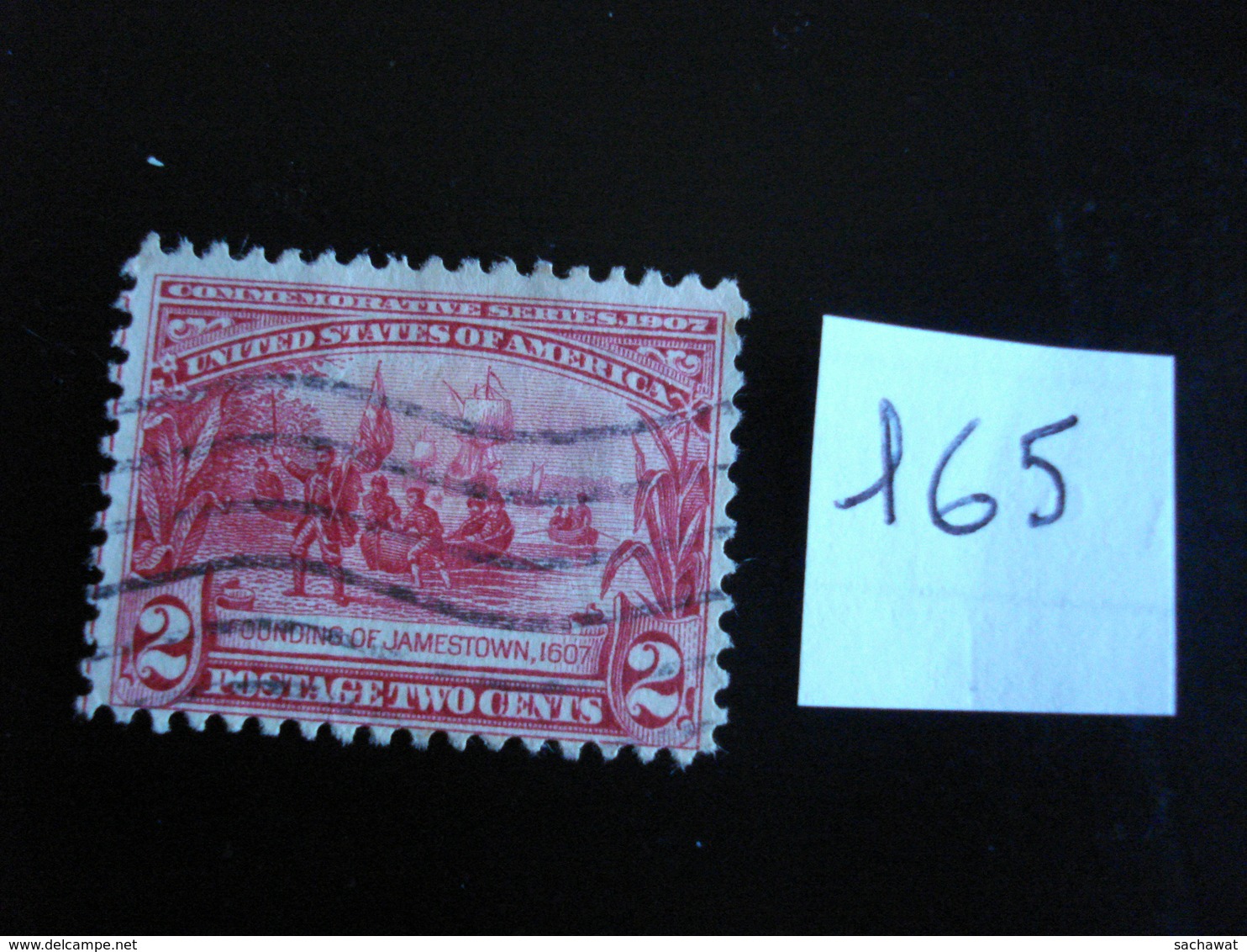 USA - Année 1907 - Fondation De Jamestown 2c Rouge Carminé - Y.T. 165 - Oblit. - Used - Gestempeld - Used Stamps