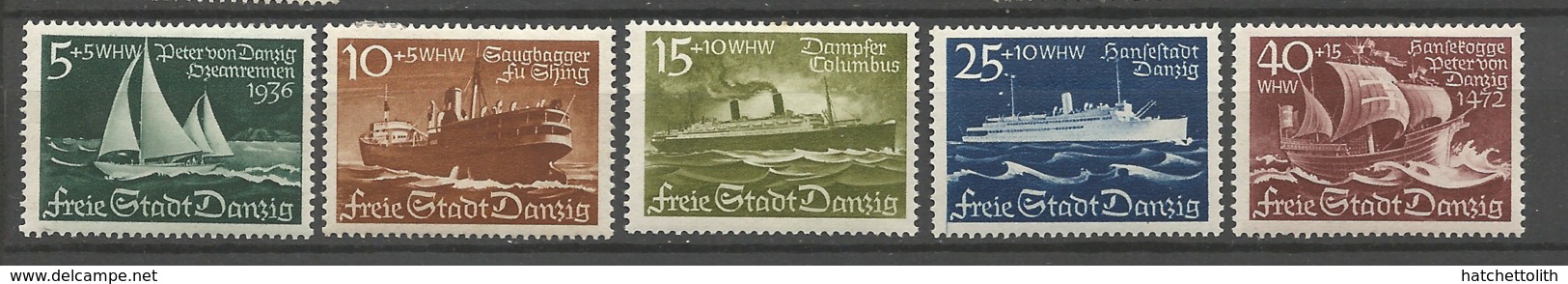 Danzig 1938  Mi.Nr.: 284-88 Winter Aid Ships Mint Hinged X - Other & Unclassified