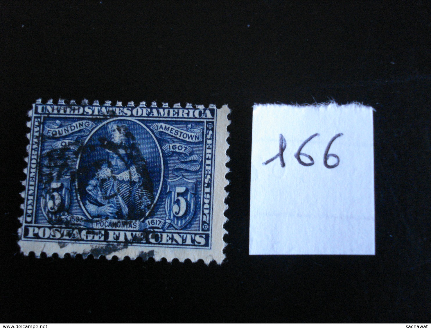 USA - Année 1907 - Pocahontas 5c Bleu - Y.T. 166 - Oblit. - Used - Gestempeld - Oblitérés