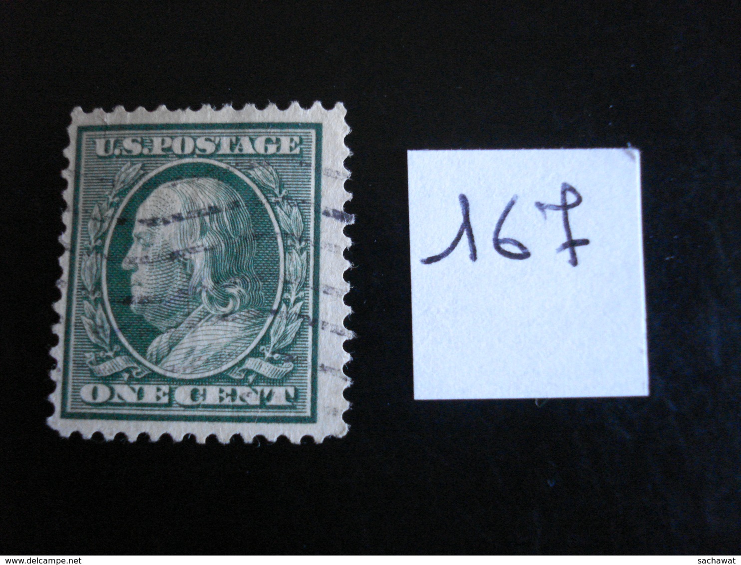 USA - Années 1908-09 - Franklin  1c Vert - Y.T. 167 - Oblit. - Used - Gestempeld - Gebraucht