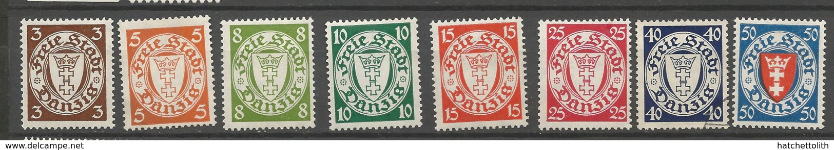 Danzig 1938  Mi.Nr.: 289-97 Coat Of Arms Watermark 5 Mint Hinged X 40 Pfg  Cancelled O - Other & Unclassified