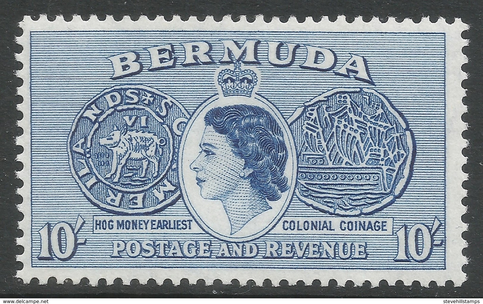 Bermuda. 1953-62 QEII. 10/- MH. SG 149 - Bermuda