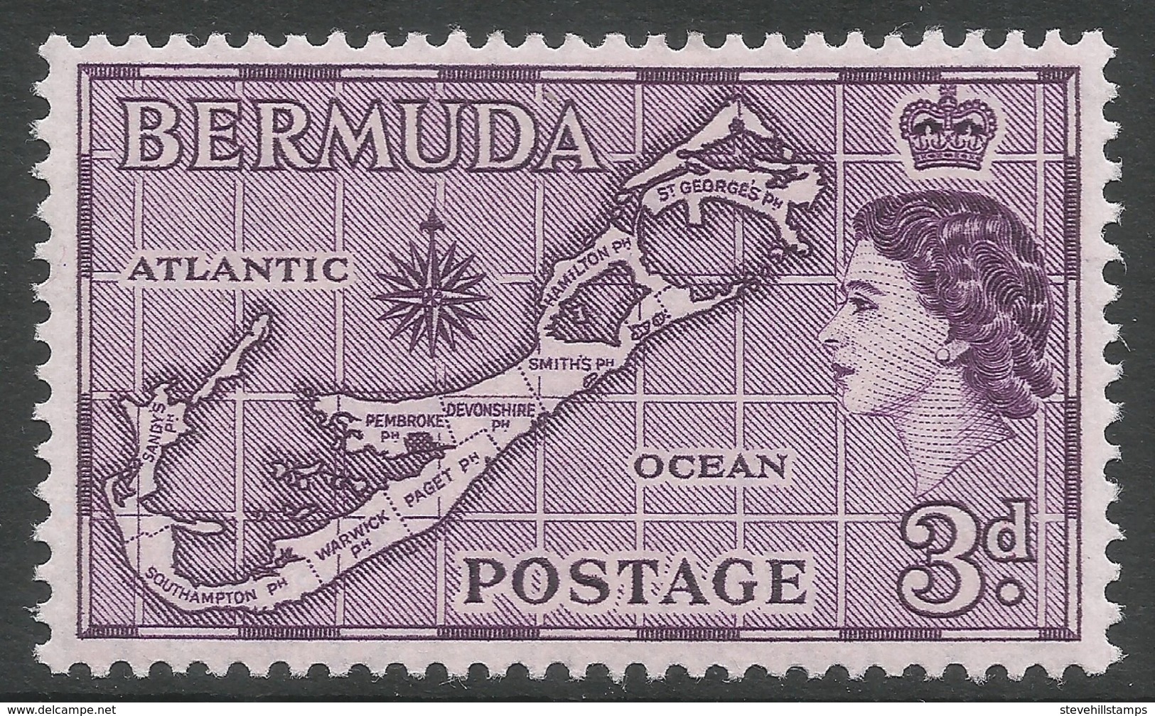 Bermuda. 1953-62 QEII. 3d (DIe I) MH. SG 140 - Bermuda