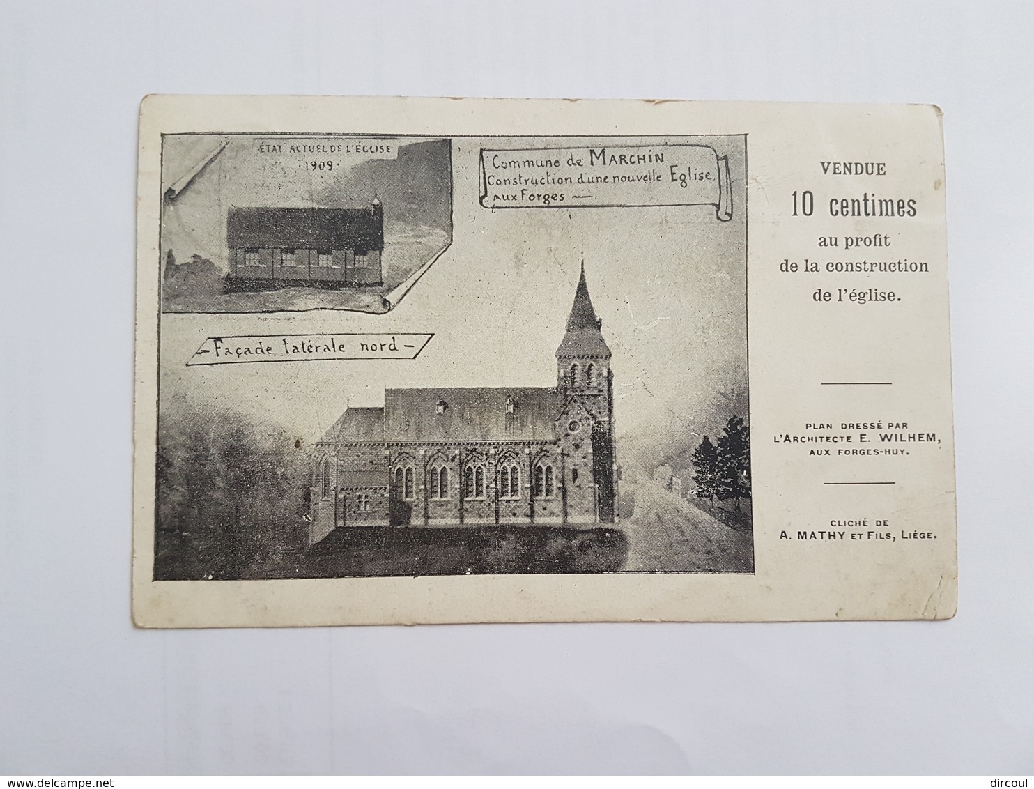 40876  Marchin  Plan Construction Nouvelle église - Marchin