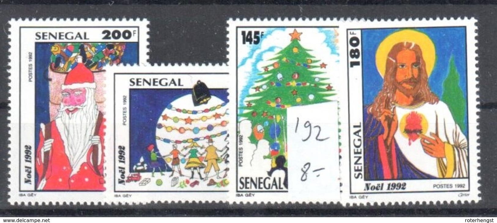 Very Fine Mnh ** Senegal Christmas Set 1992 8 Euros - Senegal (1960-...)