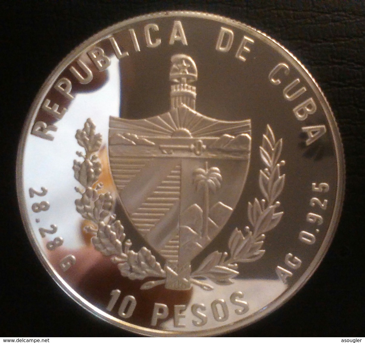 CUBA 10 PESOS ND 1995 SILVER PROOF "50th Anniversary - United Nations" "free Shipping Via Registered Air Mail" - Cuba