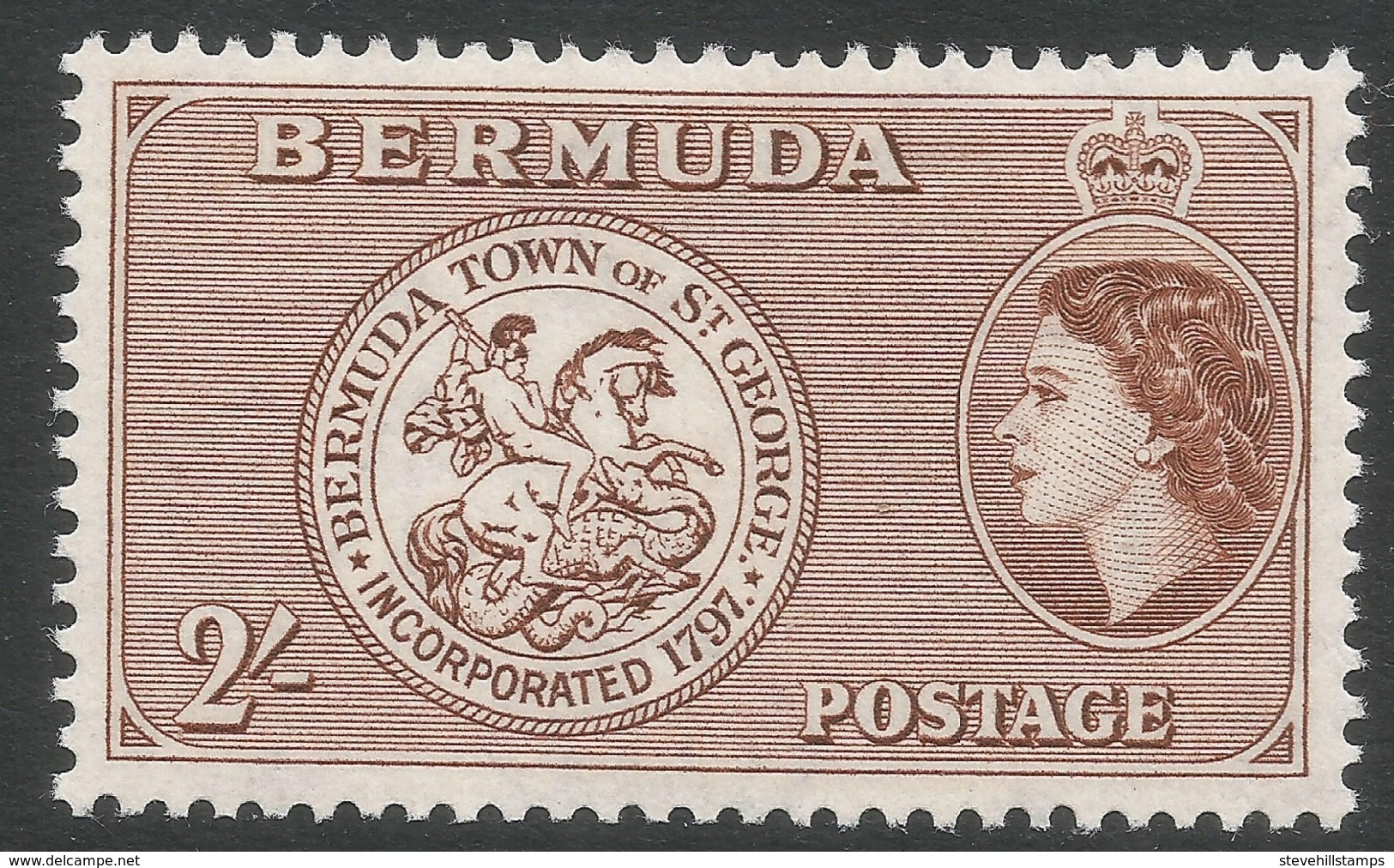 Bermuda. 1953-62 QEII. 2/- MH. SG 146 - Bermuda