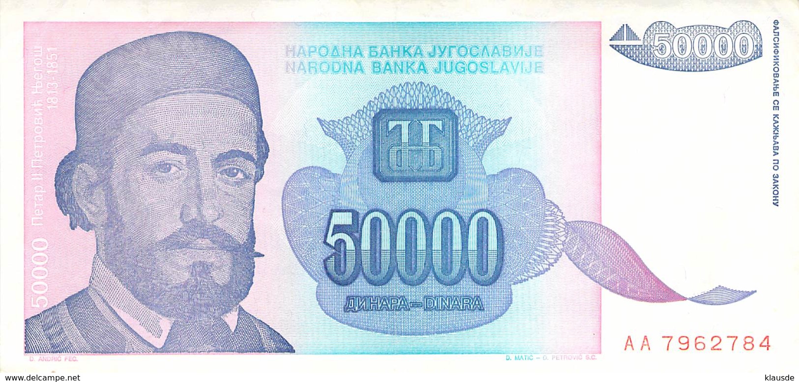 50000 Dinar Banknote Jugoslawien 1993 VF/F (III) - Jugoslawien