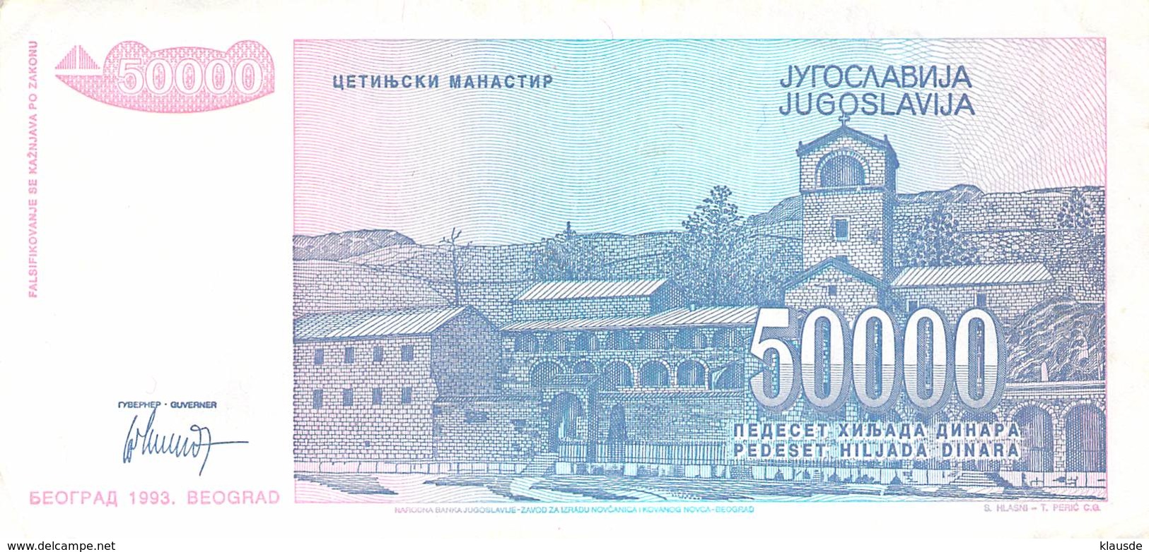 50000 Dinar Banknote Jugoslawien 1993 VF/F (III) - Jugoslawien