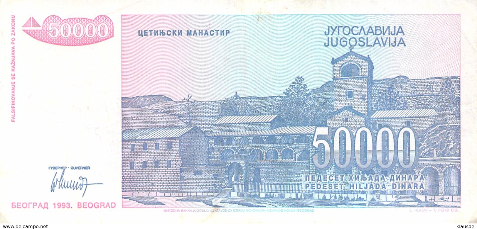 50000 Dinar Banknote Jugoslawien 1993 VF/F (III) - Jugoslawien