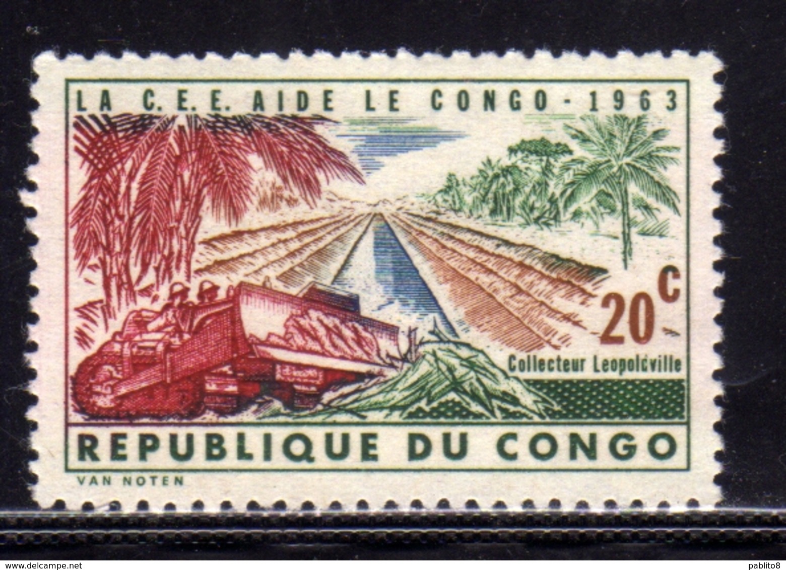 CONGO 1963 LA CEE AIDE Bulldozer And Kabambare Sewer, Leopoldville CENT. 20c MNH - Nuovi