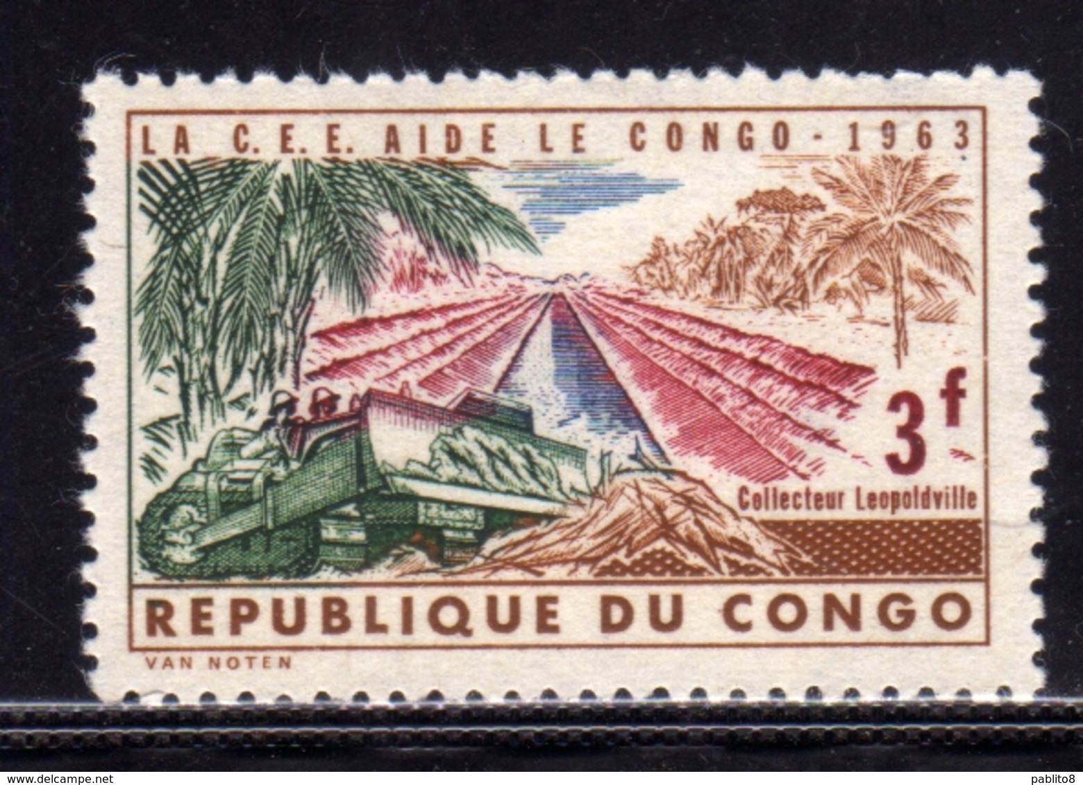 CONGO 1963 LA CEE AIDE Bulldozer And Kabambare Sewer, Leopoldville 3f MNH - Nuovi