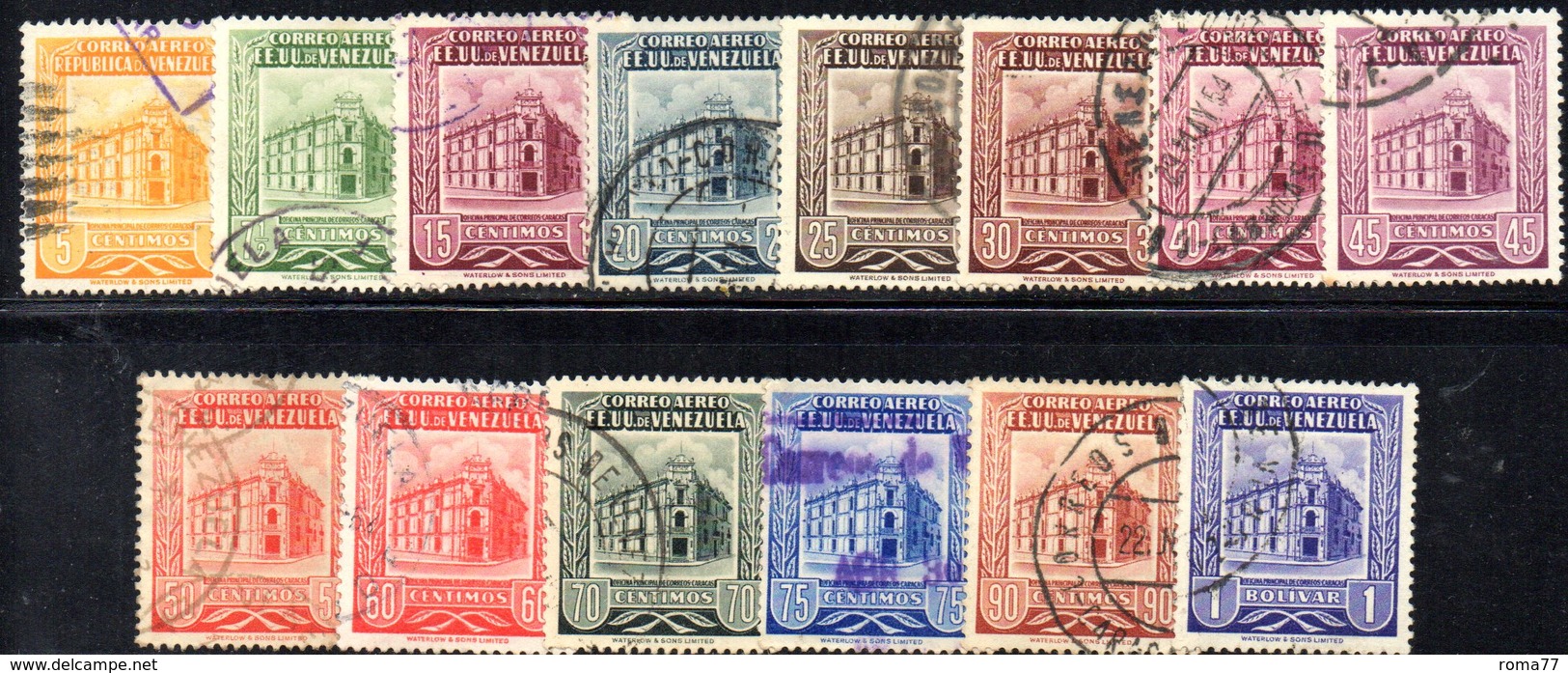 CI1156 - VENEZUELA 1953, Posta Aerea Yvert N. 435A/446  Usata  Postes Caracas - Venezuela