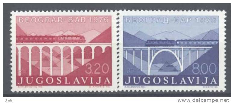 .1976 Jugoslavia, Linea Ferroviarioa Belgrado-Bar Treni , Serie Completa Nuova (**) - Nuovi