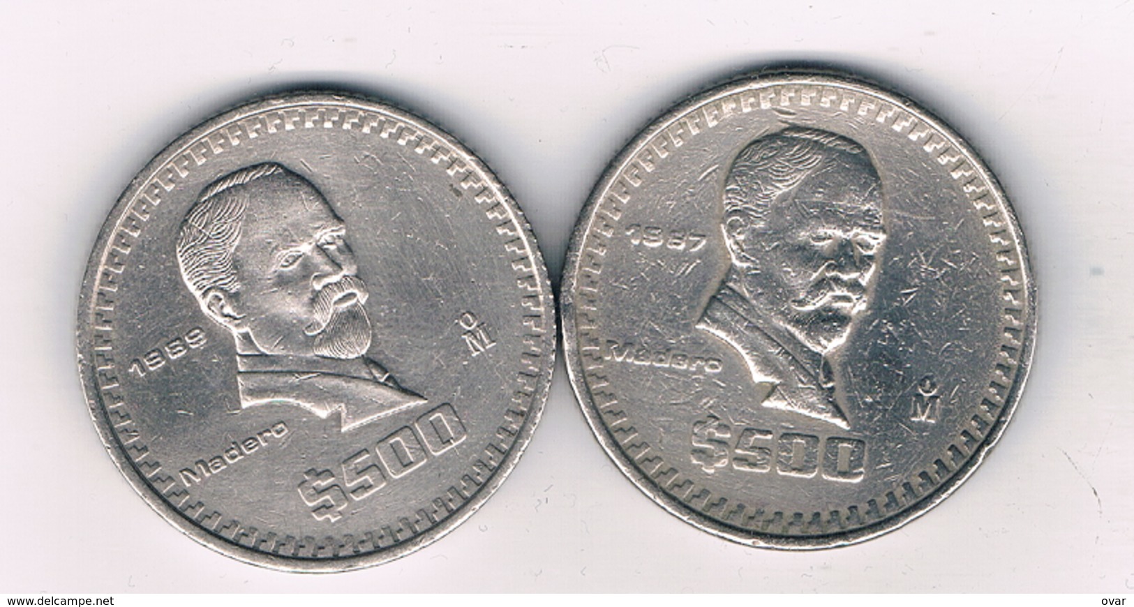 2 X 500 PESOS  1987+1989 MEXICO/4421/ - Mexique