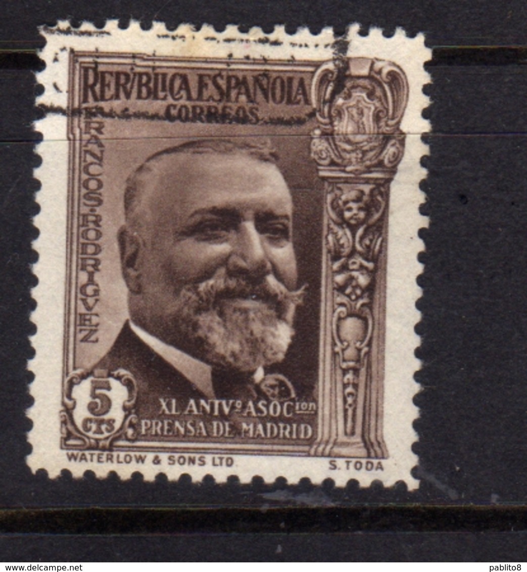 SPAIN ESPAÑA SPAGNA 1936 JOSE FRANCOS RODRIGUEZ CENT. 5c USATO USED OBLITERE' - Oblitérés