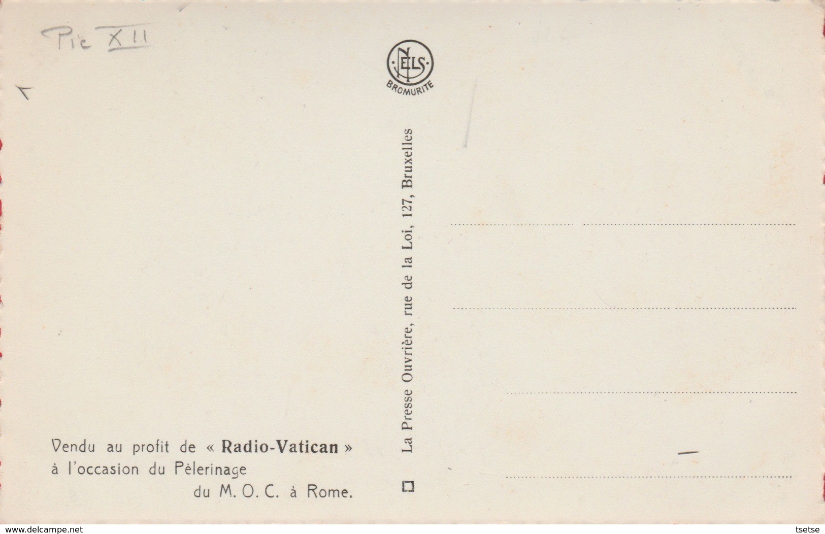 Pape Pie XII / Paus Pius XII  ....Carte Vendu Au Profit De " Radio Vatican "  ( Voir Verso ) - Vatican