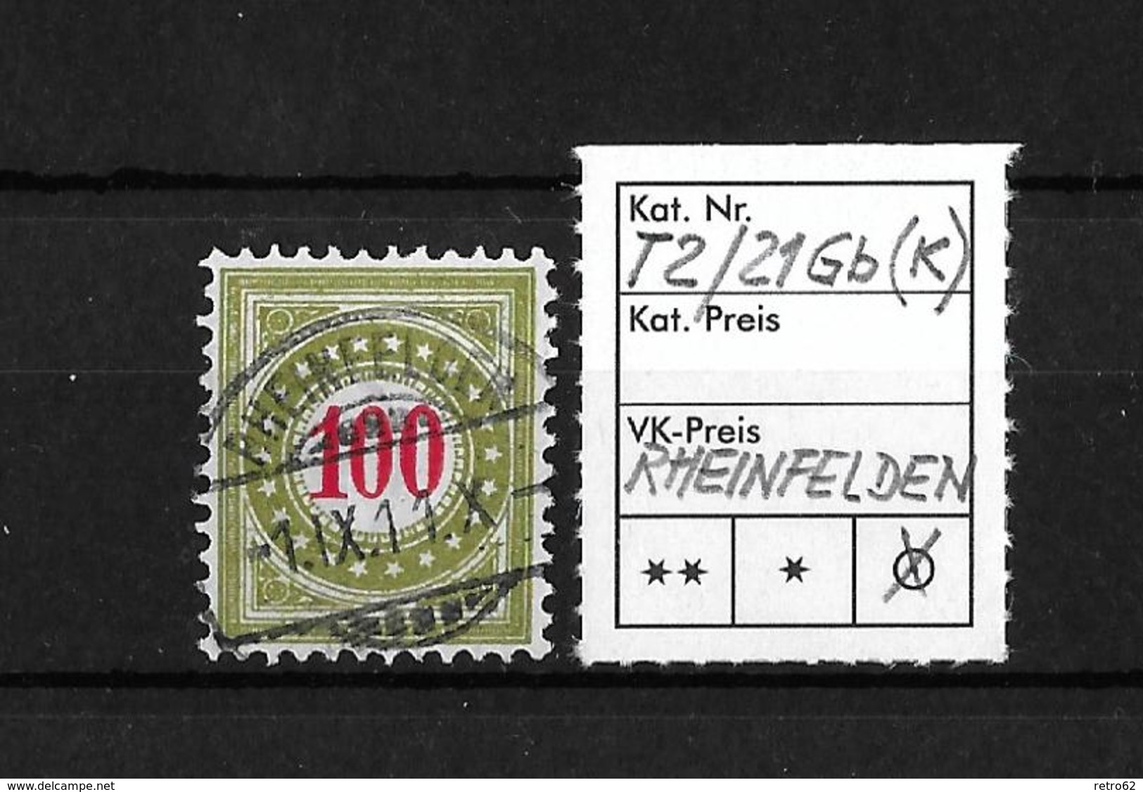 1899 - 1900 NACHPORTOMARKEN → SBK-Type II 21Gb (K) Rundstempel RHEINFELDEN - Portomarken