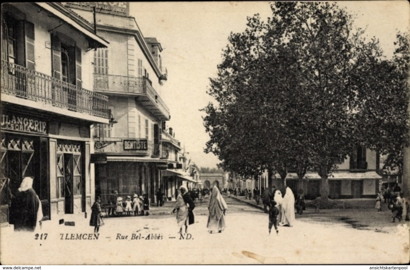 Cp Tlemcen Algerien, Rue Bel Abbes, Boulangerie A. Soria, Dentiste - Autres & Non Classés