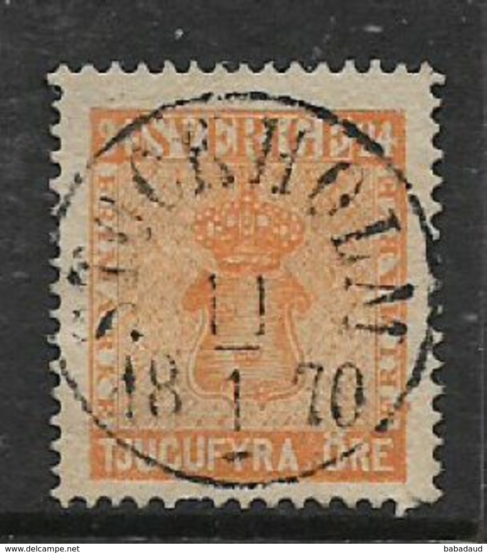 Sweden 1859, 24 Ore Orange, Used, Near Complete STOCKHOLM 18. 1 . 70 , C.d.s. - Used Stamps