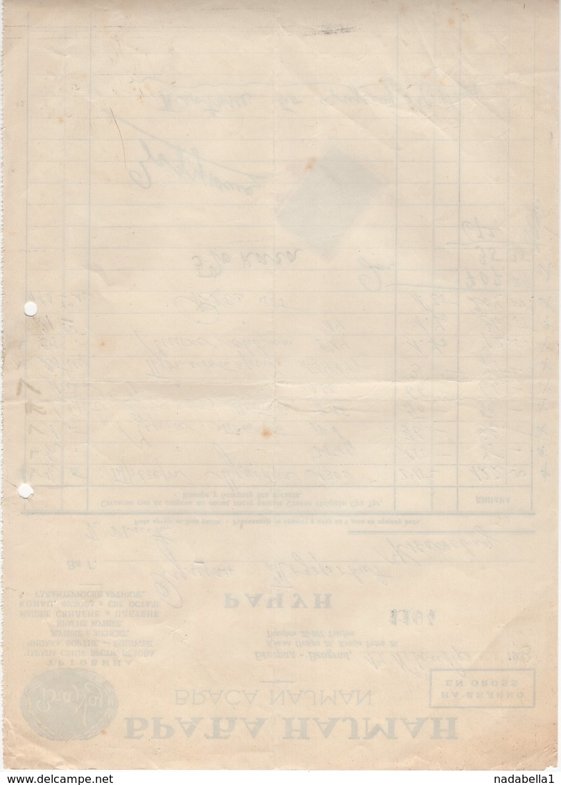 1933 YUGOSLAVIA, SERBIA JUDAICA, BELGRADE, BROTHERS NAIMAN, RECEIPT, REVENUE STAMP - Other & Unclassified