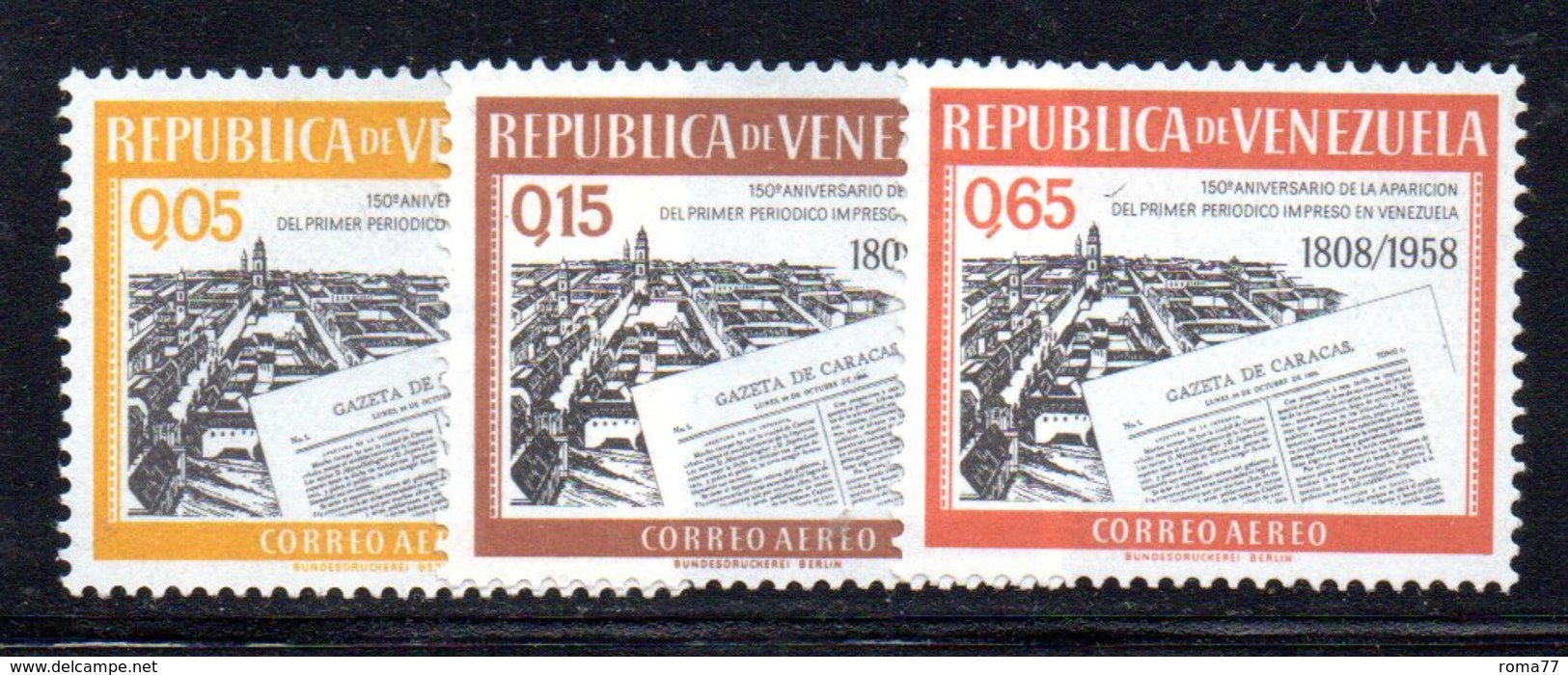CI1222 - VENEZUELA 1960, Posta Aerea Serie Yvert N. 704/706  Nuovo ***.  Gazeta - Venezuela