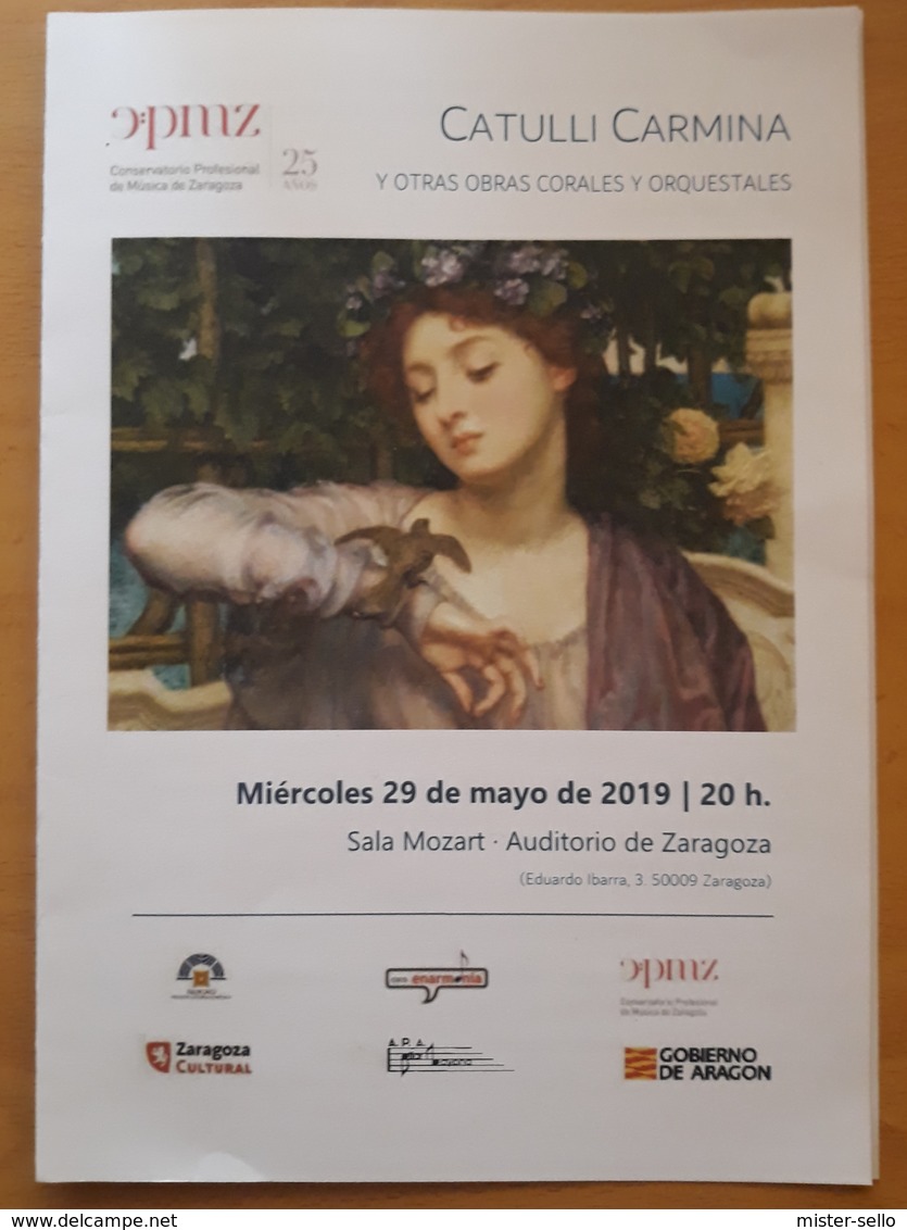 CATULLI CARMINA. CONCIERTO DE COROS Y ORQUESTA. SALA MOZART - AUDITORIO DE ZARAGOZA - ESPAÑA. - Programas