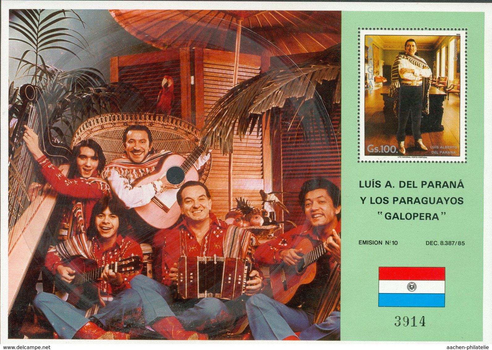 Paraguay Souvenir Sheet As Record LP Michel Nr. 460 ** Iv28-2 - Paraguay