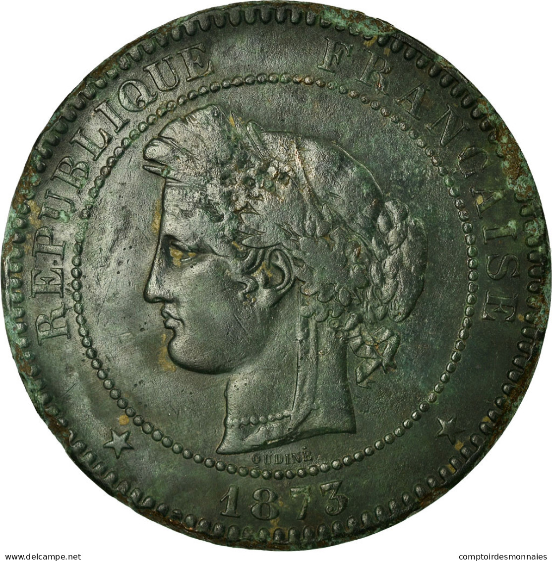 Monnaie, France, Cérès, 10 Centimes, 1873, Paris, TB+, Bronze, Gadoury:265a - D. 10 Centimes