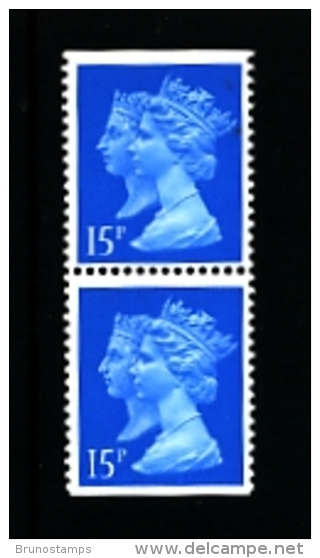 GREAT BRITAIN - 1990  DOUBLE HEADS  15p. CB  WALSALL  PAIR IMPERF. TOP & BOTTOM  MINT NH  SG 1475 - Machins