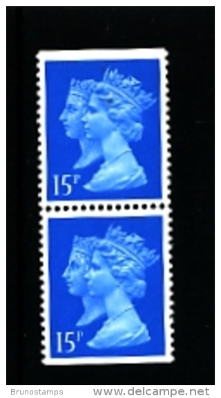 GREAT BRITAIN - 1990  DOUBLE HEADS  15p. CB HARRISON  PAIR  IMPERF. TOP & BOTTOM  MINT NH  SG 1467 - Machins