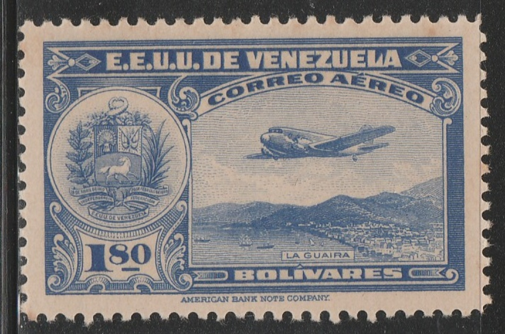 Venezuela 1938 - C101, 1.80bs - AIR MAIL - La Guaira - MNH - Venezuela