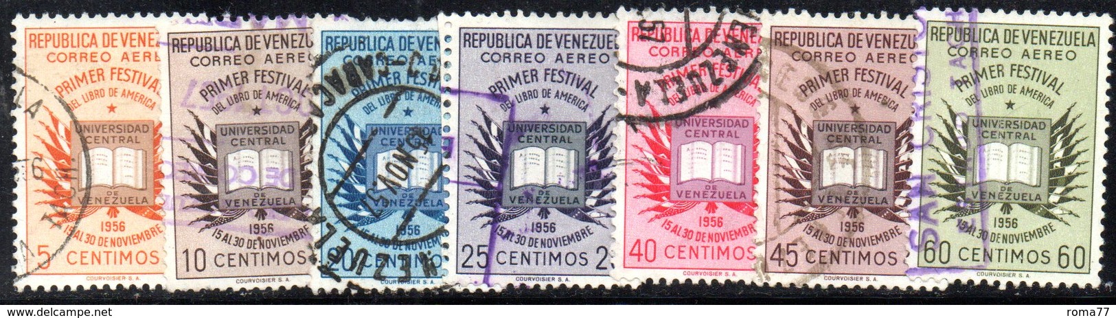 CI1249 - VENEZUELA 1956, Posta Aerea Serie Yvert N. 606/612  Usata.  Libro - Venezuela