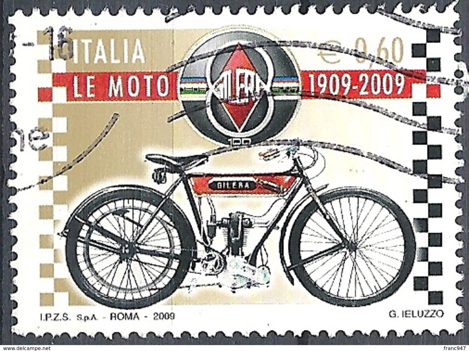 Italia, 2009 Moto Gilera, 0,60 €  # Sassone 3094 - Michel 3303 - Scott 2934  USATO - 2001-10: Usados