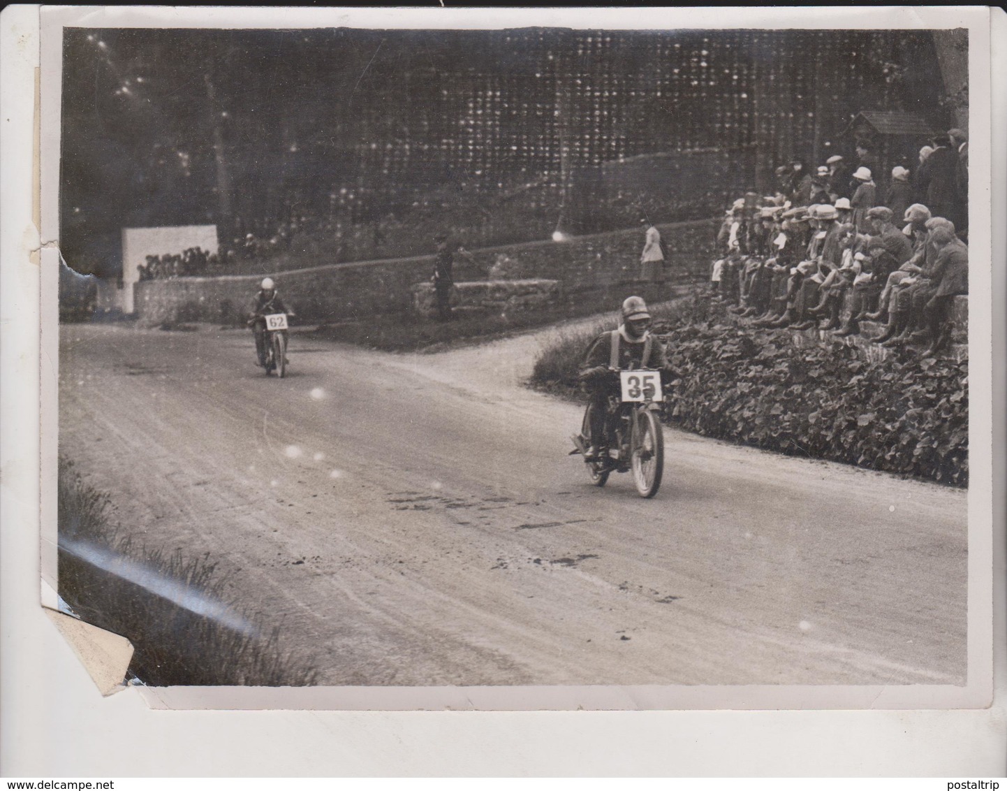 ISLE OF MAN JUNIOR TOURIST TROPHY RACE MOTORCYCLE ERIC WILLIAMS DCM KIRK BRADDON 20*15 CM Fonds Victor FORBIN 1864-1947 - Coches