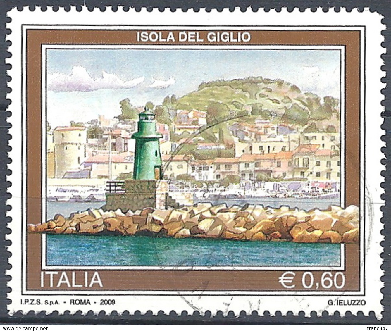 Italia, 2009 Veduta Dell'Isola Del Giglio 0.60 € # Sassone 3109 - Michel 3317 - Scott 2949 USATO - 2001-10: Usados