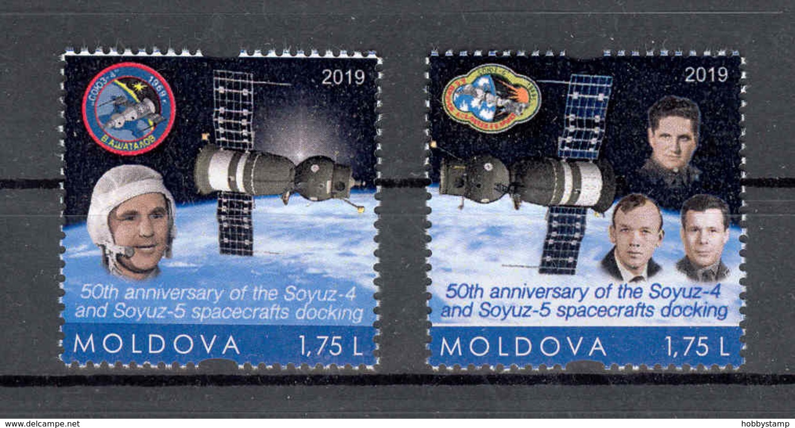 Moldova 2019 Space 50 Anniversary Of The First Space Docking 2v** MNH  Personalized Stamps - Moldavië