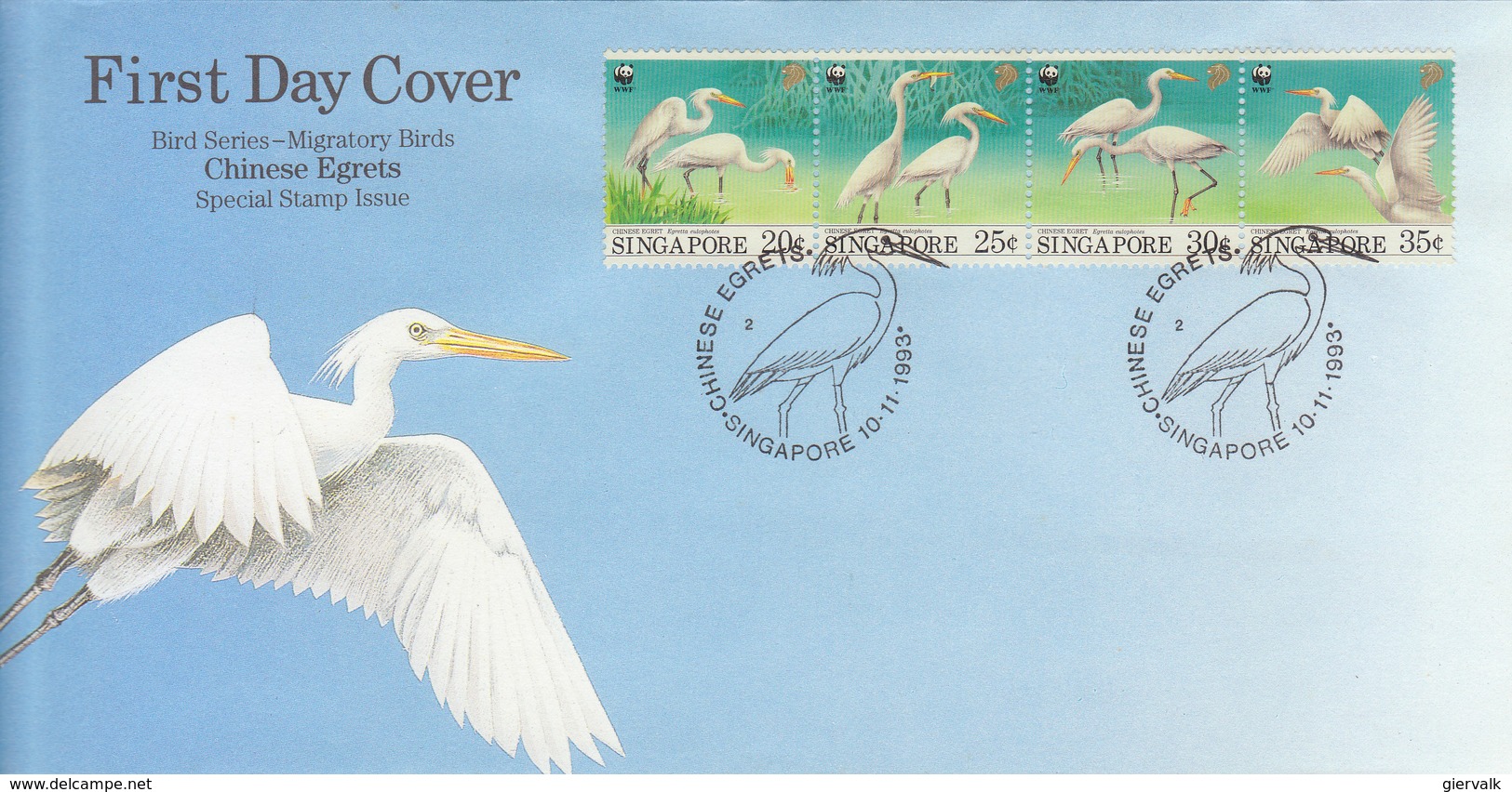 SINGAPORE WWF FDC With EGRETS Local Issue. - FDC