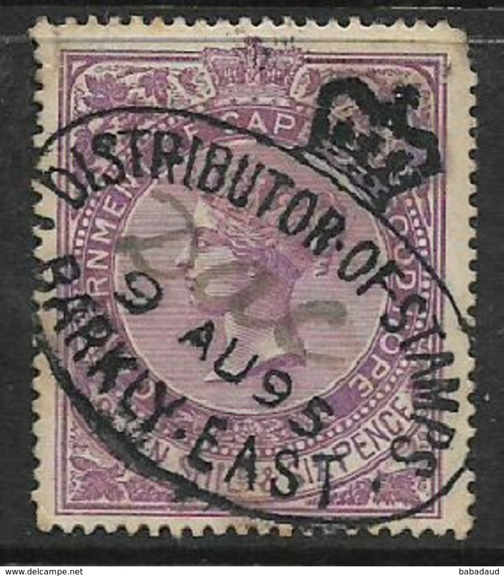 South Africa, CoGH, Revenue, VR, 10/= Violet, PERF 14, Used DISTRIBUTOR OF STAMPS BARKLEY EAST 9 AUG 95 - Cape Of Good Hope (1853-1904)