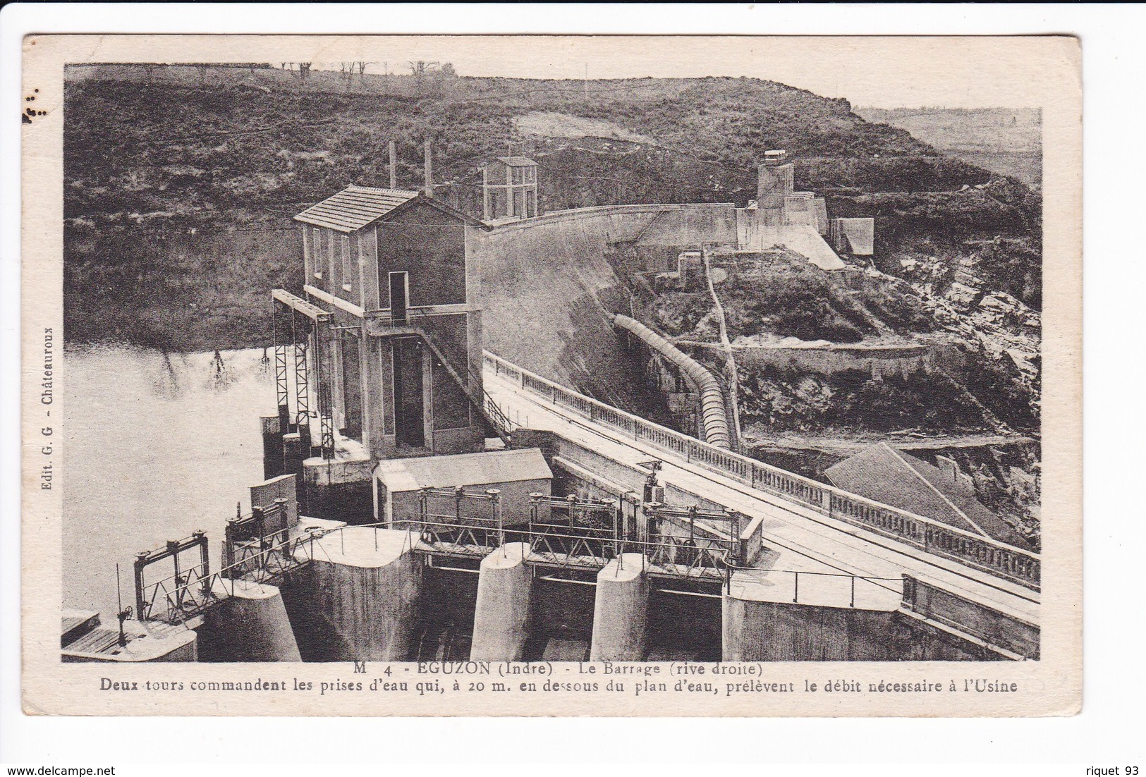 M 4 - EGUZON - Le Barrage (rive Droite) Deux Tours Commandent Les Prises D'eau Qui, ....... - Andere & Zonder Classificatie